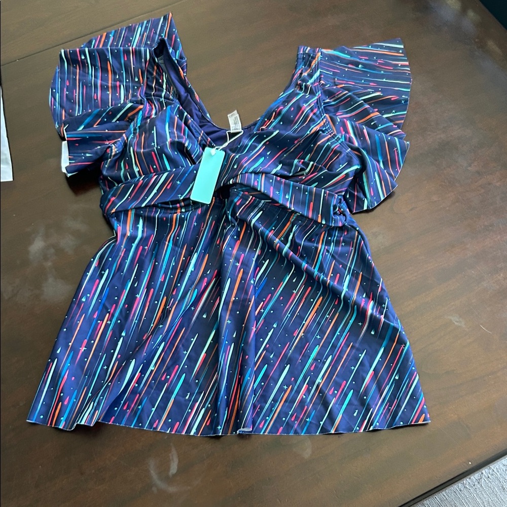 AquaEve Colorful Striped Women's swim Top size L